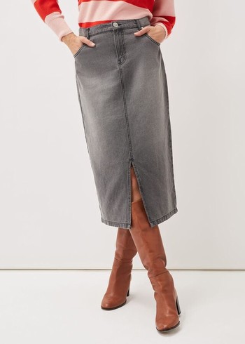 Phase Eight Aubrey Denim Skirts Grey Canada | BAIVUX-386